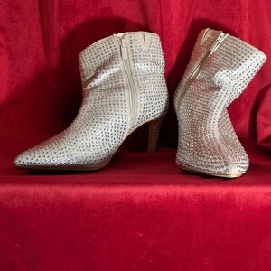 Torrid silver rhinestone stiletto booties - 8W
